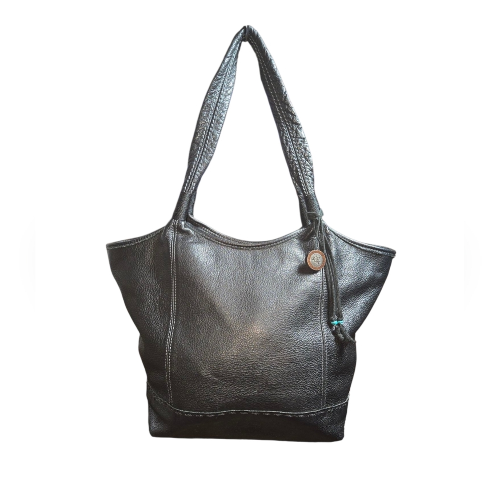 The Sak Fernwood Black Soft Supple Pebbled Leather Large Shoulder Bag 14"X10"X6"